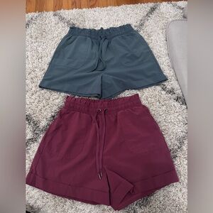 Stylish Women's Shorts in Blue and Burgundy